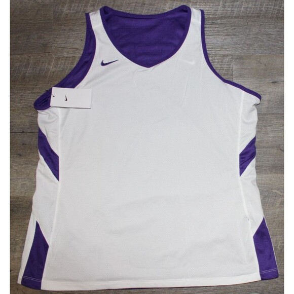 NIKE WOMEN'S MESH REVERSIBLE‎ TANK TOP WHITE PURPLE SZ XL NWT - Picture 1 of 4